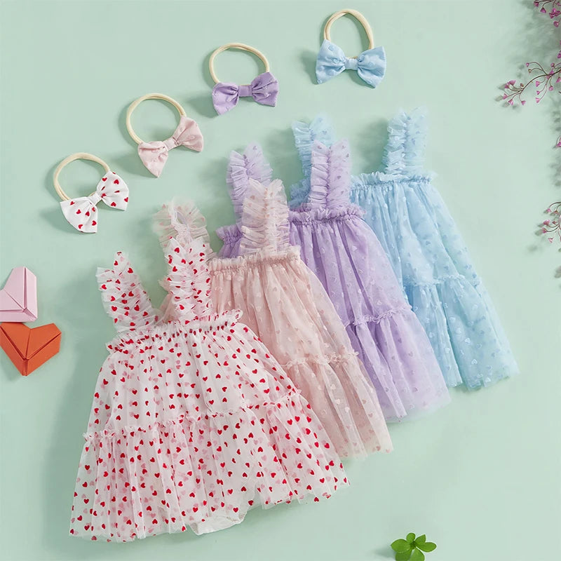 Baby Girls' Floral Print Summer Dress with Bow Headband