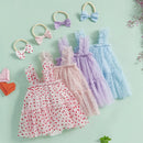 Baby Girls' Floral Print Summer Dress with Bow Headband