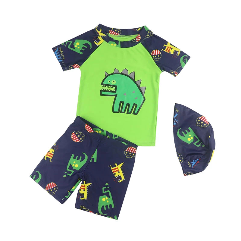 3pc Baby/Kids Boys Sun Protection Swimwear With Hat