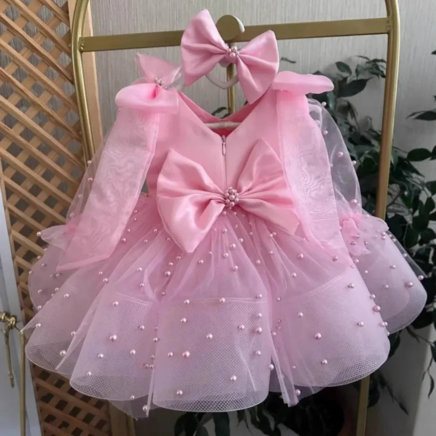 Beading Bow Design Fluffy Princess Performance Dresses for Girls&