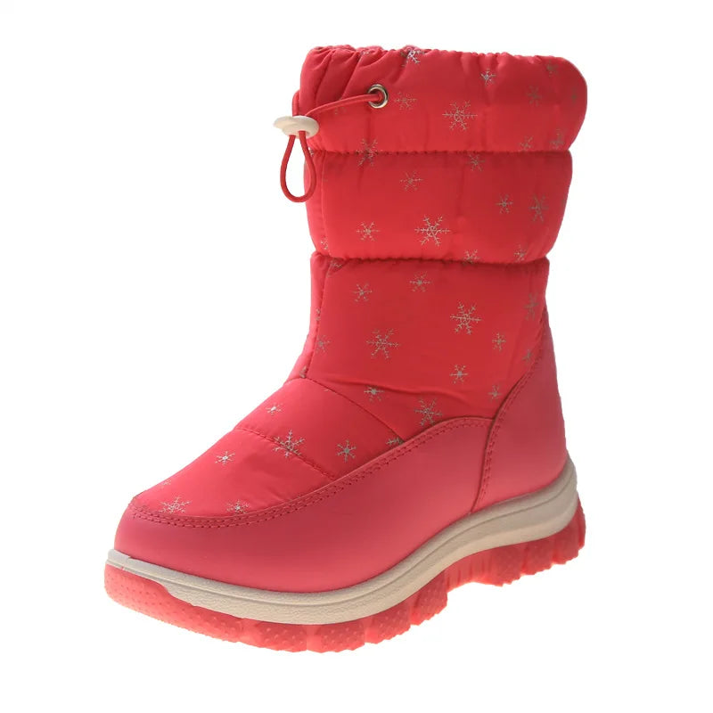 Kids Girls Waterproof Warm Plush Platform Ankle Snow Boots