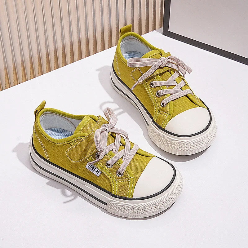 Little Boys Girls Jelly Color Canvas Lace Up Flats Shoes childrensterritory