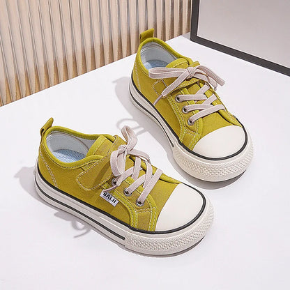 Little Boys Girls Jelly Color Canvas Lace Up Flats Shoes childrensterritory