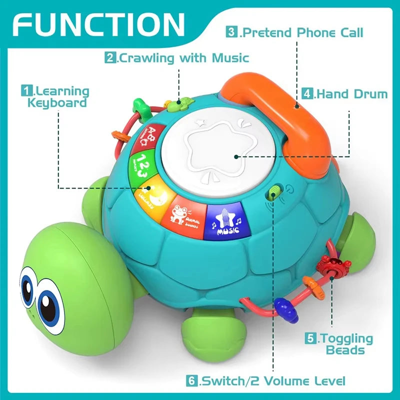 Montessori Musical Turtle Toy With Lights For Baby