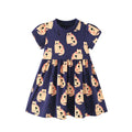 Cartoon Embroidery Kids Girls Soft Cotton Korean Style Dress