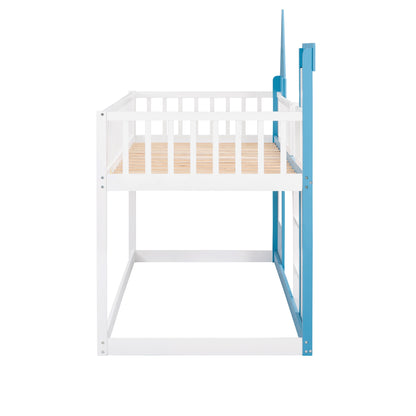 Twin Over Twin Castle Bunk Bed with Ladder childrensterritory
