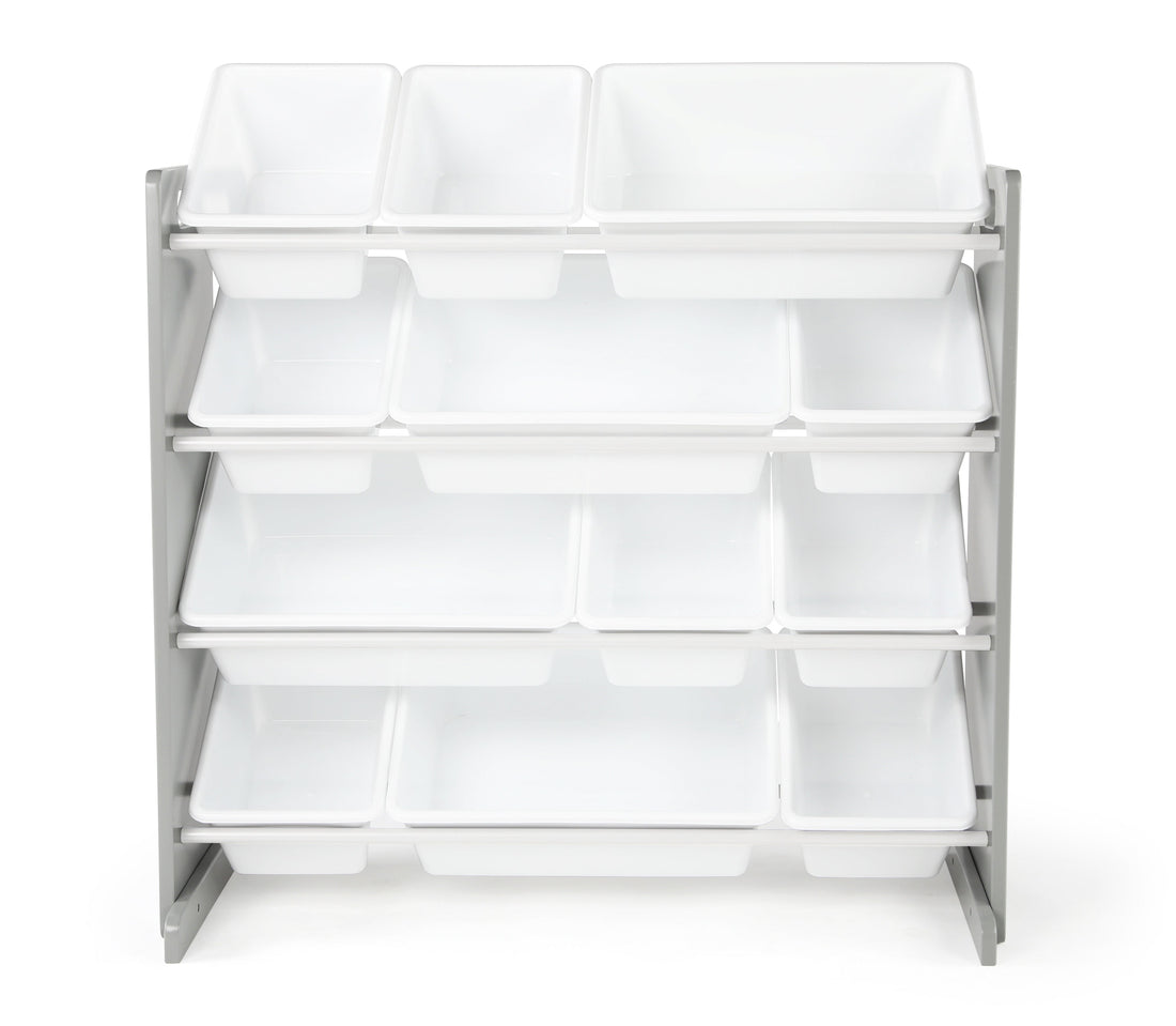 Kids Toy Organizer Wooden and Plastic Rack with 12 Bins childrensterritory