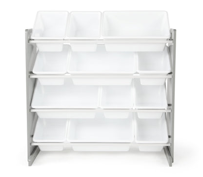 Kids Toy Organizer Wooden and Plastic Rack with 12 Bins childrensterritory