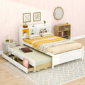 Full-size LED Bed with USB, Trundle and 3 Storage Drawers childrensterritory