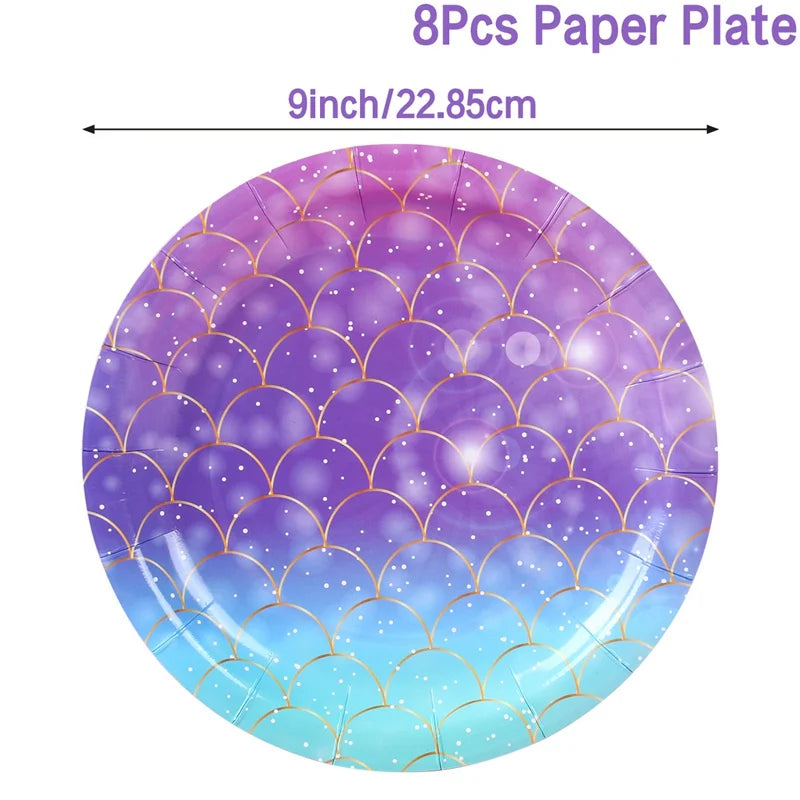 Mermaid-themed Kids Birthday Party Decorations and Tableware Set