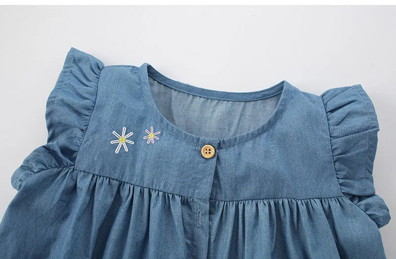 Kids Girls Floral Summer Casual Jeans Dresses childrensterritory