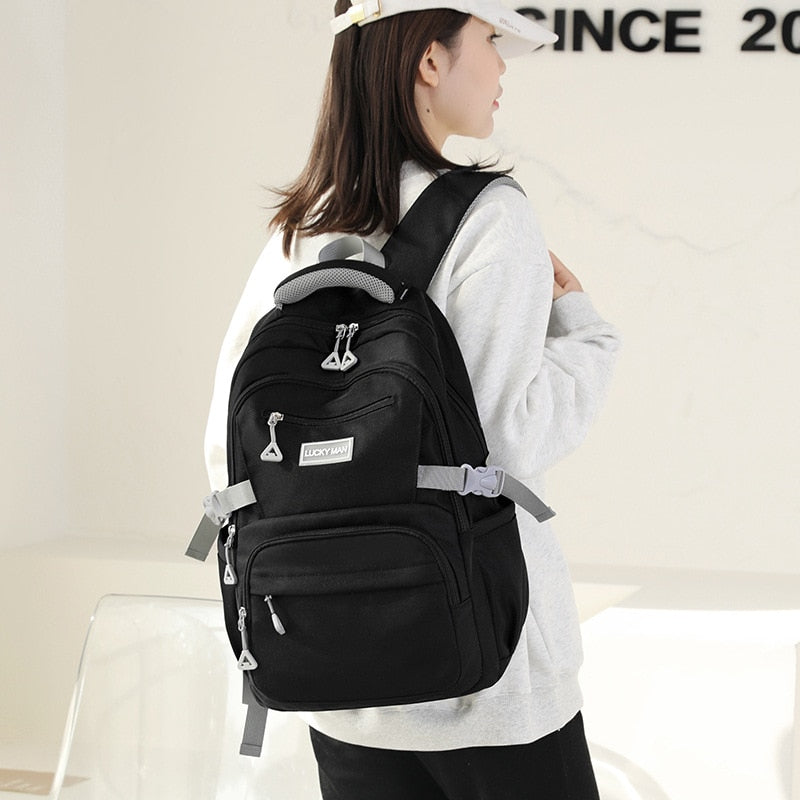 Solid Color Waterproof Shoulder Backpack for Teenage Girls childrensterritory