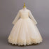 Long Sleeve Flower Design Elegant Dress For Girls childrensterritory