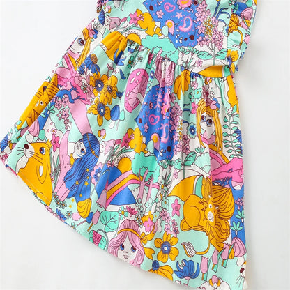 Kids Girls Cartoon Design Summer Party Dresses childrensterritory