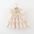Baby Girl Cartoon Rabbit Tulip Print Dress for Summer