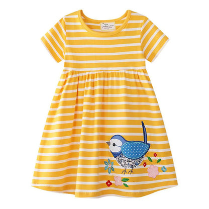 Cute Dinosaurs Unicorns Print Kids Girls Summer Dresses childrensterritory
