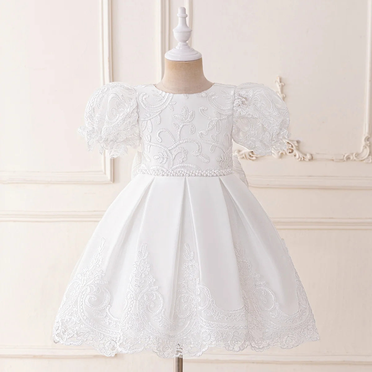 Toddler Girls' Luxury Lace Embroidery Baptism Dresses