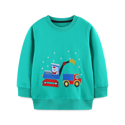 Cartoon Animal Print Long Sleeve Kids Boys Sweatshirts