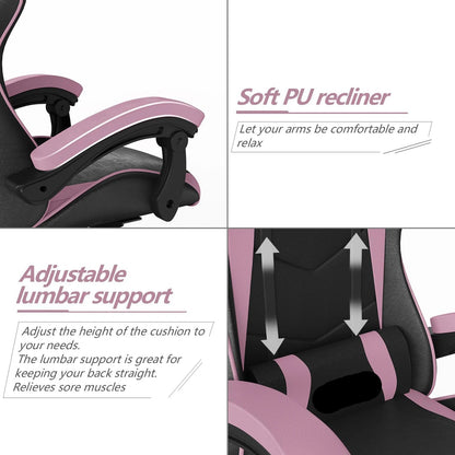 PU Leather Gaming Chair with Headrest and Lumbar Support childrensterritory