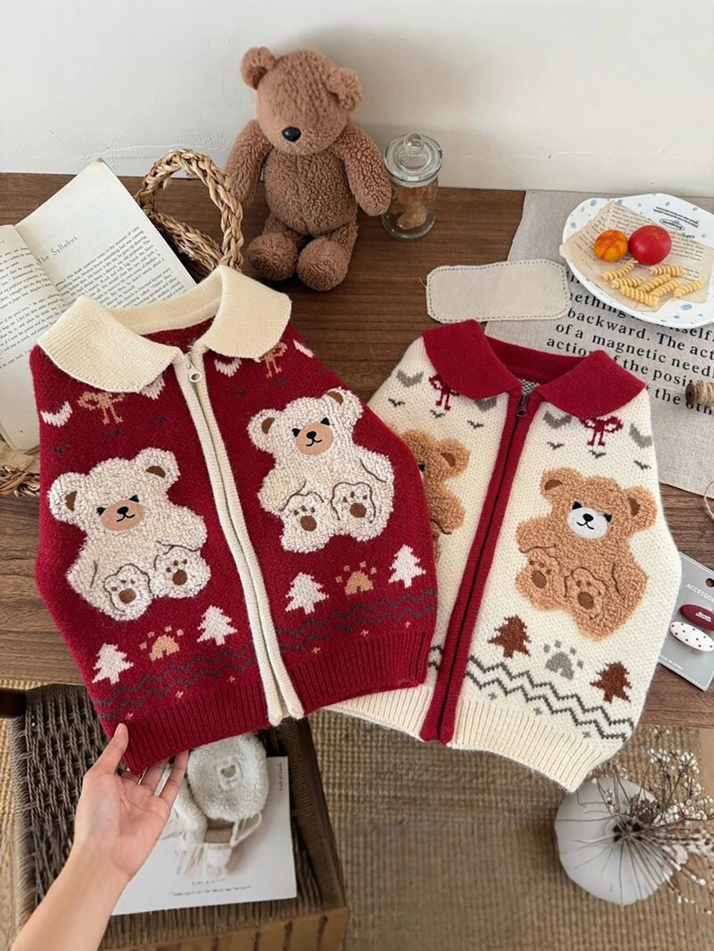 Kids Knit Printed Zipper Cardigan/Outerwear