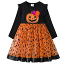 Kid Girls Pumpkin Spider Print Tutu Princess Dresses childrensterritory