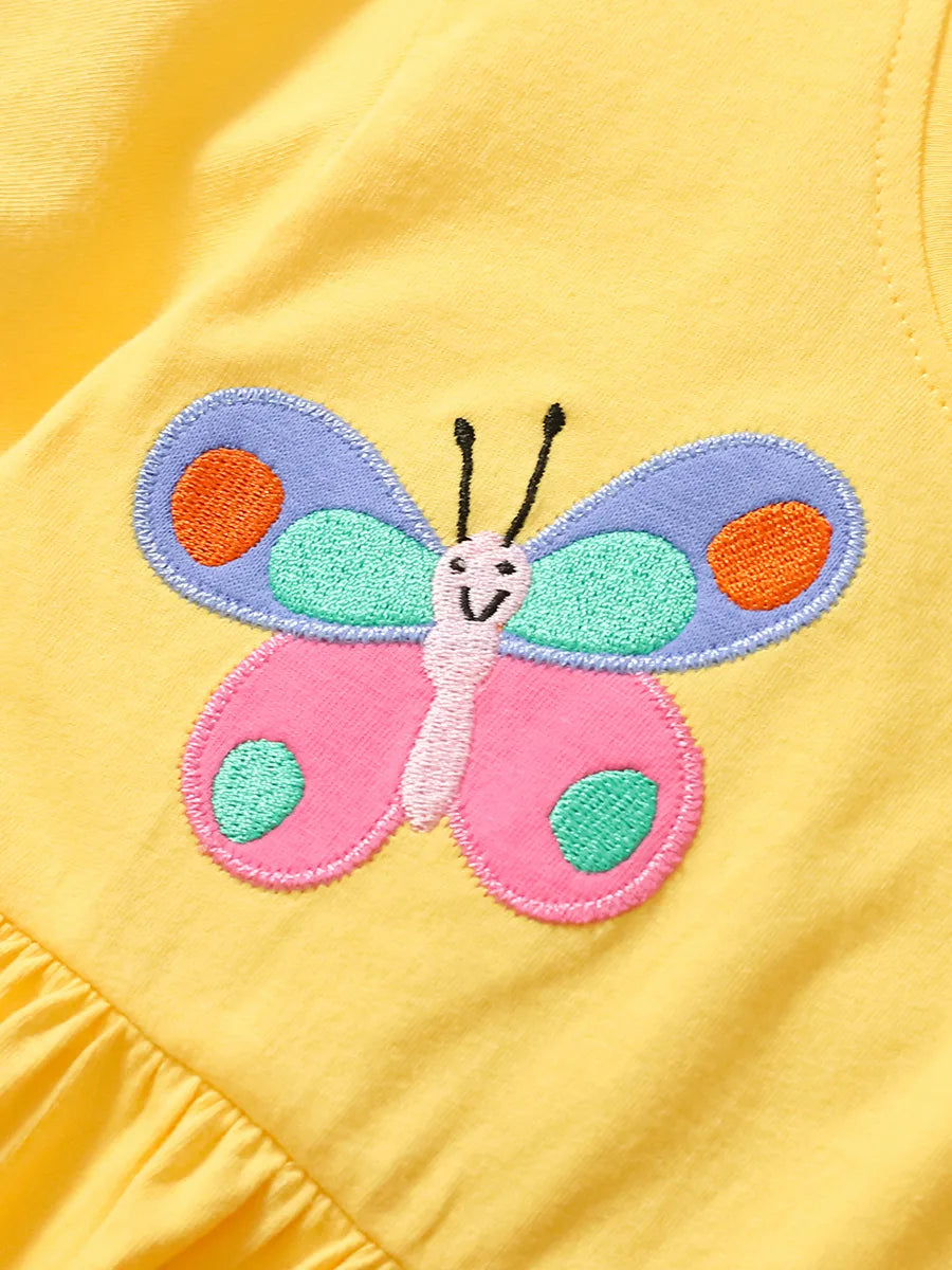 Kids Girls Floral and Butterfly Print Cotton Princess Dress