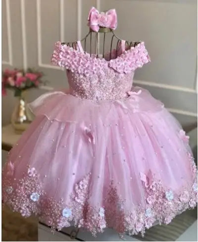 Baby/Kid Girl Off Shoulder Birthday Party Flower Dress