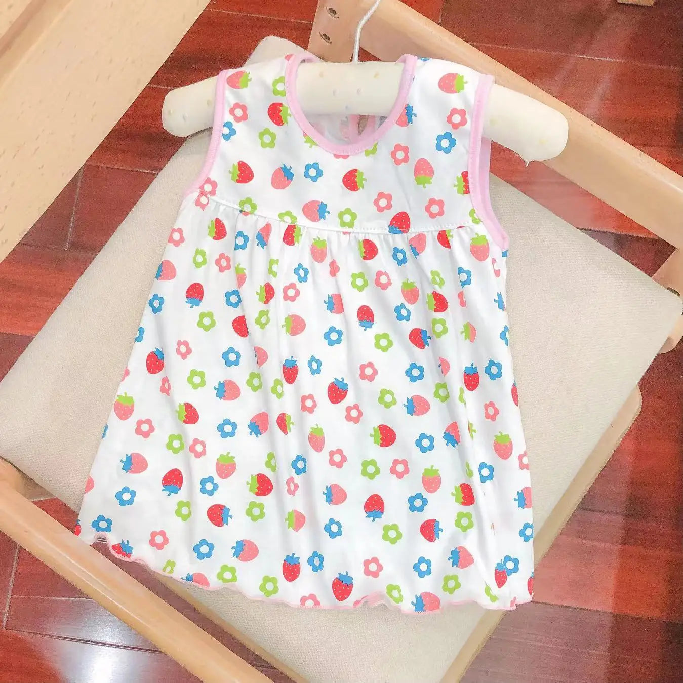 Baby Girl Floral and Cartoon Print Summer Cotton Dresses