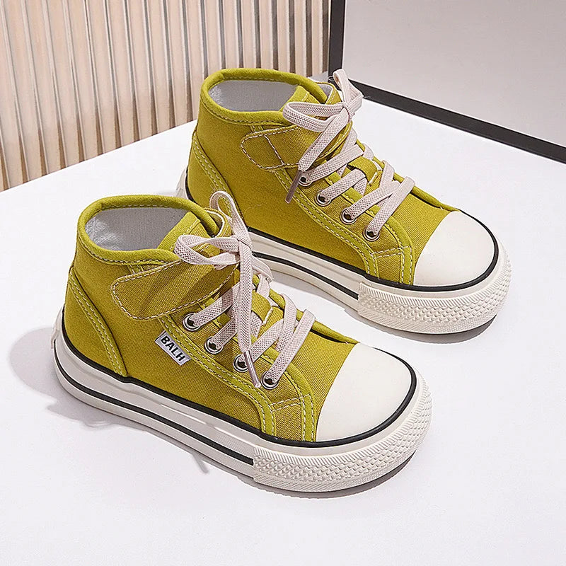 Little Boys Girls Jelly Color Canvas Lace Up Flats Shoes childrensterritory