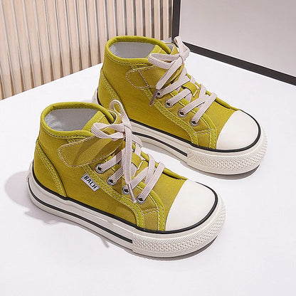 Little Boys Girls Jelly Color Canvas Lace Up Flats Shoes childrensterritory