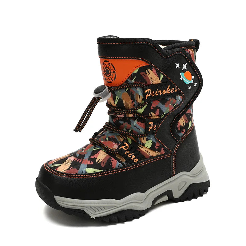 Kids High Top Plush Waterproof Warm Snow Boots childrensterritory