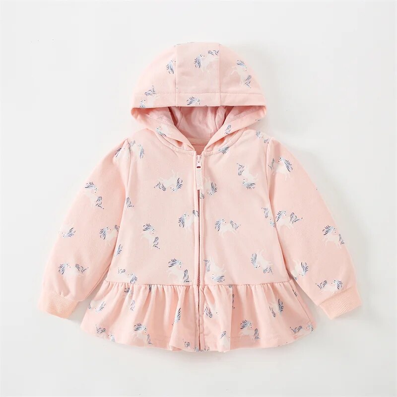Kids Girl Flowers Cartoon Print Hooded Jackets Windbreaker childrensterritory