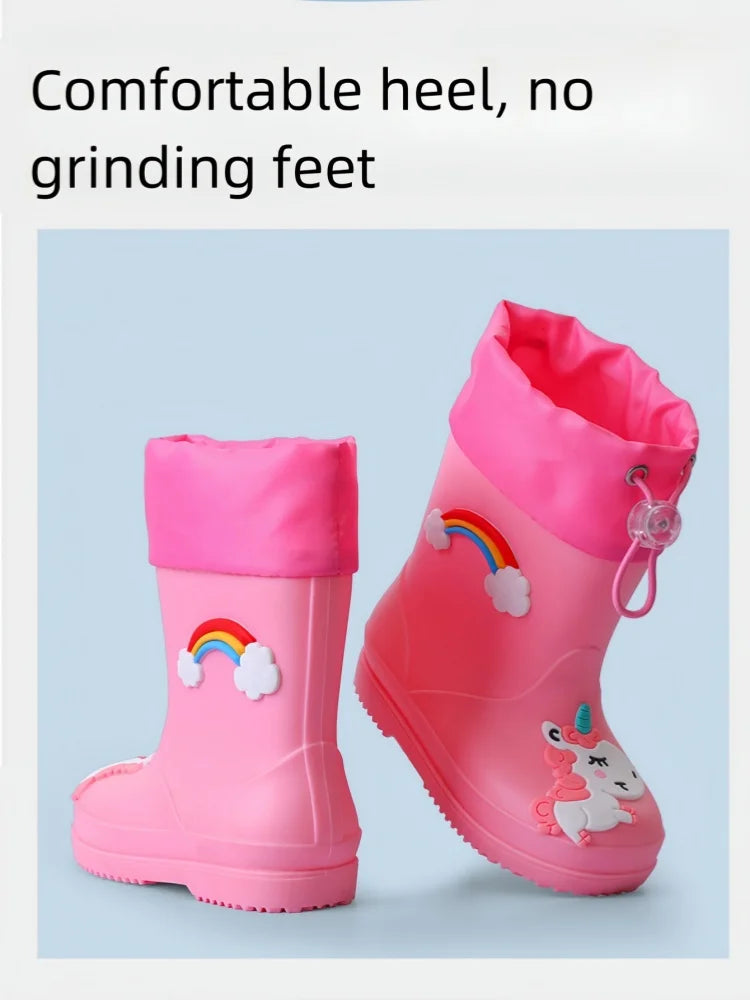 Cartoon Unicorn Design Buckle Non-slip Rain Shoes for Kids childrensterritory