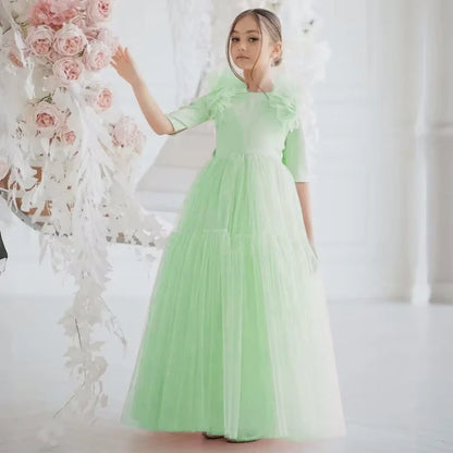 Tulle Flower Girl Dresses With Bow For Wedding Birthday