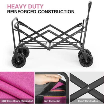 Collapsible Beach Wagon Cart for Sand Camping with Large Wheels childrensterritory