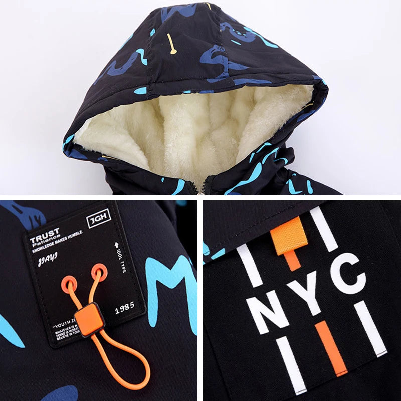 Warm Duck Down Padded Long Winter Snow Jacket for Kids