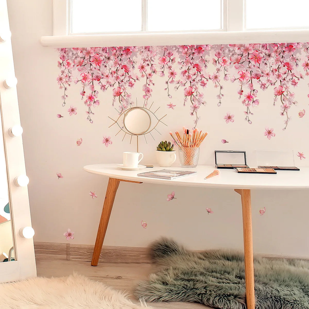 Pink Flower Design Girls Room Wall Decal childrensterritory