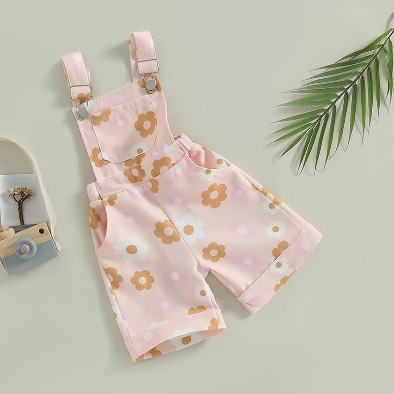 Floral Print Sleeveless Kids Girl Suspenders Jumpsuit childrensterritory