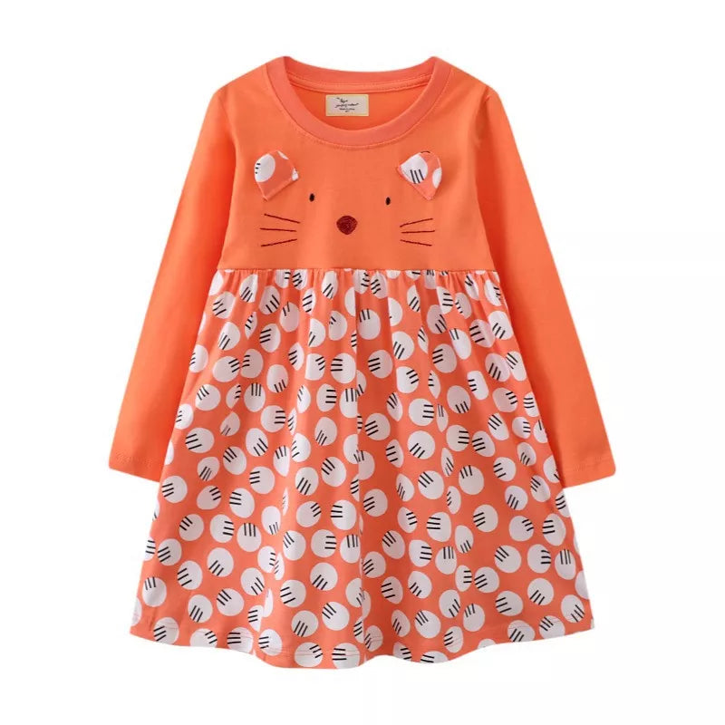 Kids Girls Long Sleeves Printed Princess Dresses childrensterritory