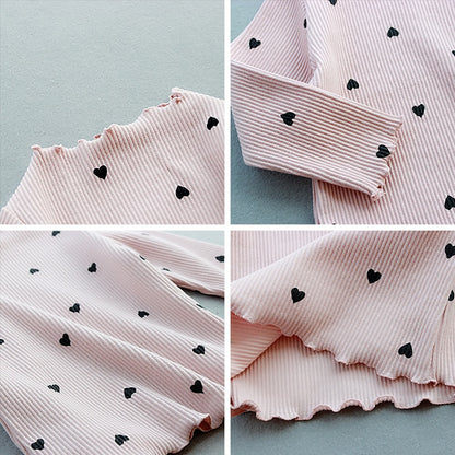 Lovely Heart Print Kids Girls Knitted Sweater childrensterritory