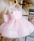 Baby/Kid Girls Light Pink Sparkly First Birthday Dress With Pearls childrensterritory