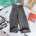 Casual High Waist Elastic Denim Pants for Girls childrensterritory