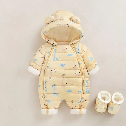 Newborn Thicken Hooded Autumn Winter Romper childrensterritory