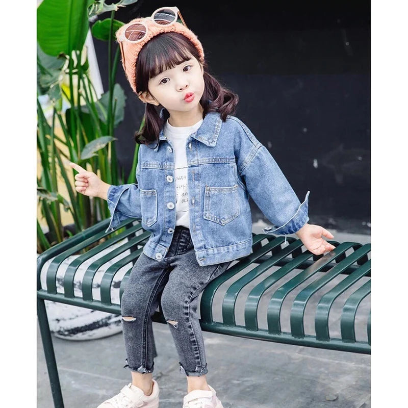 Sweet Little Girls Princess Denim Jacket for Spring Autumn childrensterritory