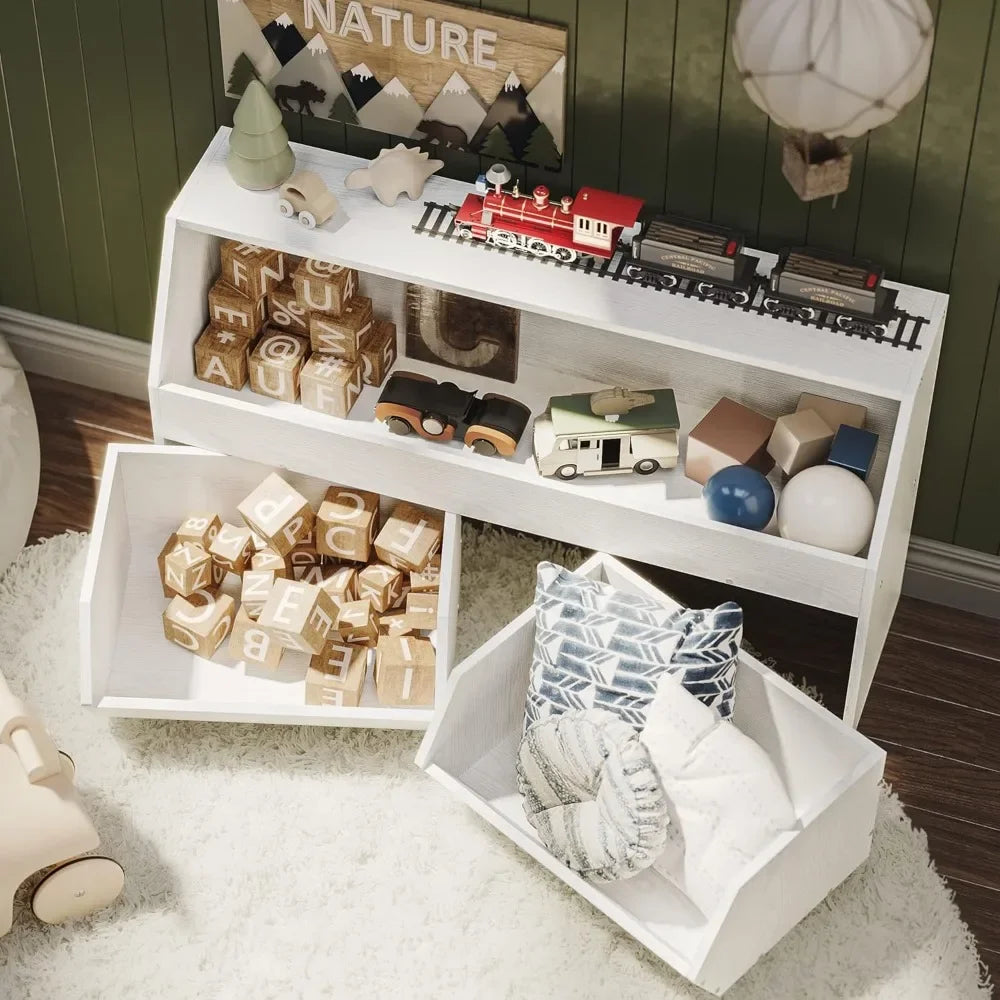 Large Toy Storage Cabinet with Two Moveable Drawers