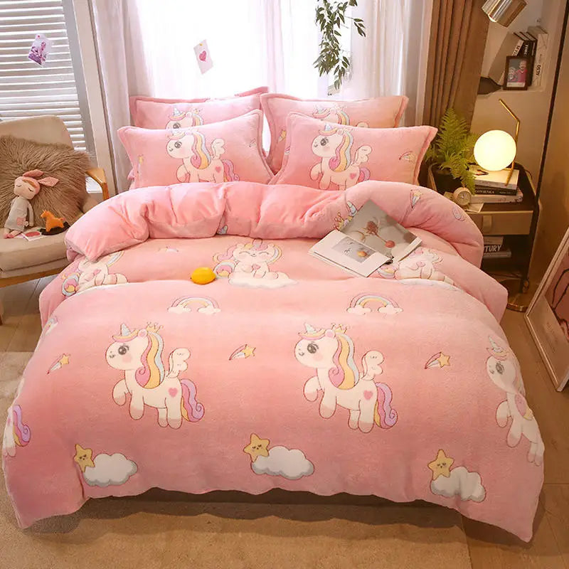 Flannel Fleece 1pc Winter Warm Duvet Cover for Kids Bed