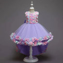 Layers Tulle Colorful 3D Flowers Little Princess Party Gown
