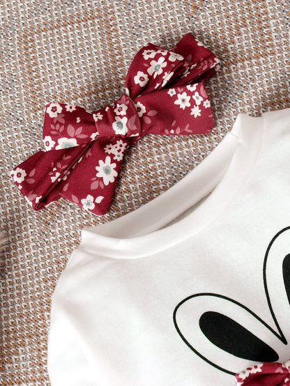 Baby Girl Rabbit Print Pullover &amp; Floral Print Pants &amp; Headband Set childrensterritory