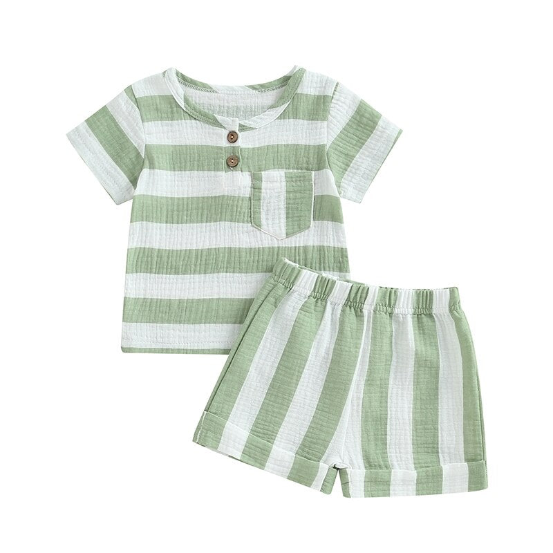 Striped Printed Baby Boy Girl 2Pcs Summer Outfits childrensterritory
