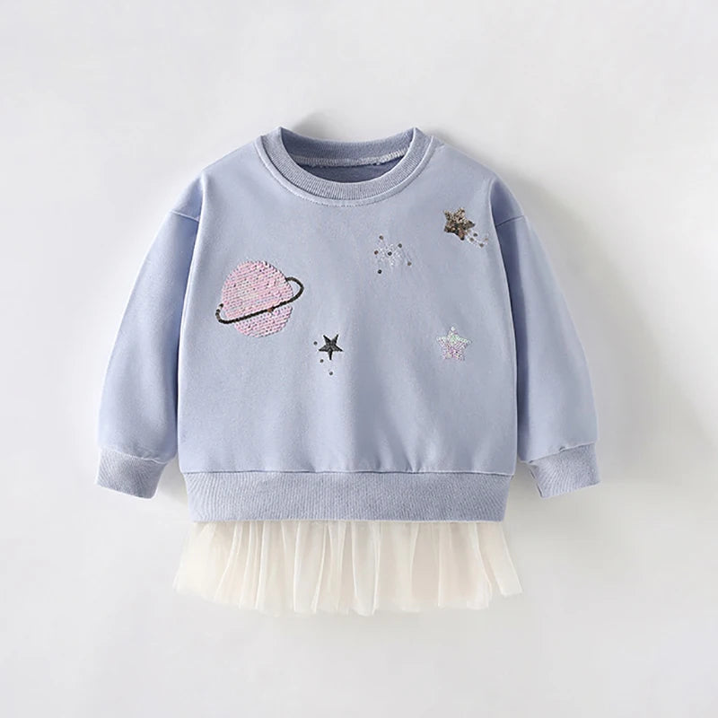 Long Sleeves Flowers Embroidered Design Girls Dresses childrensterritory